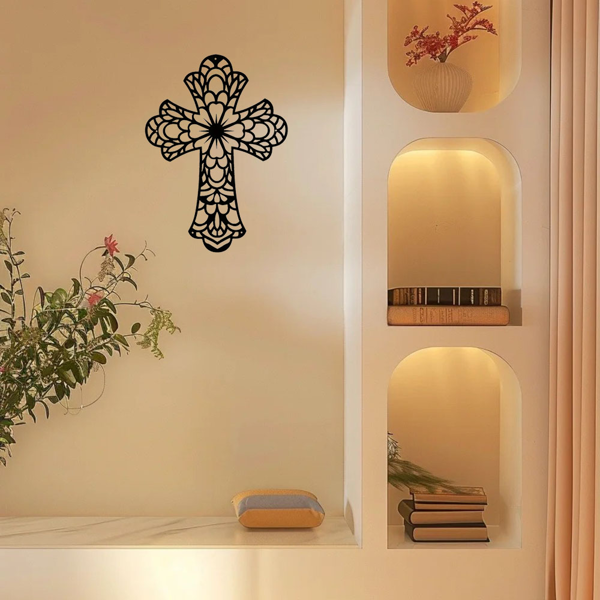 Modern and Fashionable Creative Decorative Metal Wall Arts Embellished with Beautiful Vintage - Style Crosses for Wall Decor - Premium - Grade Wall Sculptures.-9