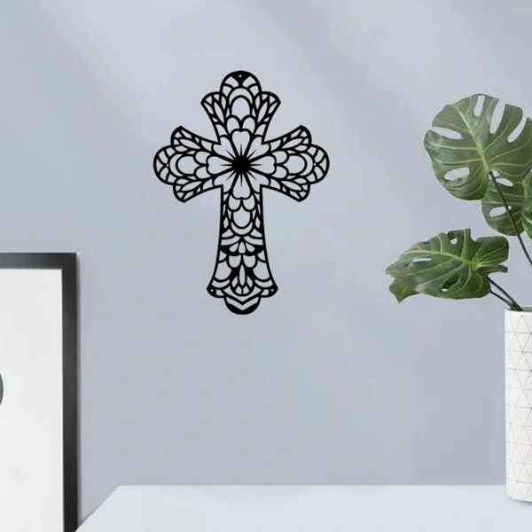 Modern and Fashionable Creative Decorative Metal Wall Arts Embellished with Beautiful Vintage - Style Crosses for Wall Decor - Premium - Grade Wall Sculptures.-2
