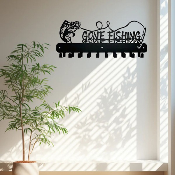 1pc，Adorable Fish-Shaped Key Rack with Hooks for Storage - Solid Metal Holder, Perfect for Space-Efficient Organization, Utility Hooks.-11