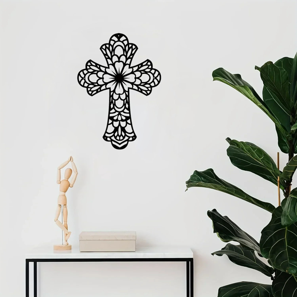 Modern and Fashionable Creative Decorative Metal Wall Arts Embellished with Beautiful Vintage - Style Crosses for Wall Decor - Premium - Grade Wall Sculptures.-12