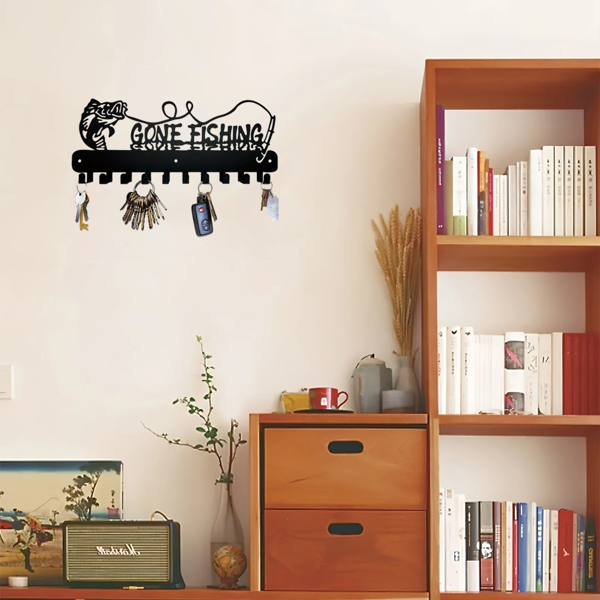 1pc，Adorable Fish-Shaped Key Rack with Hooks for Storage - Solid Metal Holder, Perfect for Space-Efficient Organization, Utility Hooks.-15