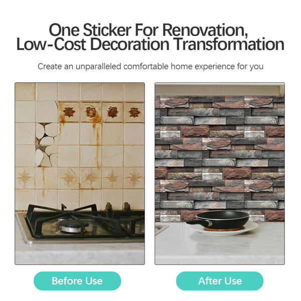 12 Pcs Dark Brown Marble Stone Backsplash Wallpaper Peel And Stick PVC Water Resistant Easy Installtion Self Adhesive Kitchen Bathroom Wall Decoration (5.91*11.81inch)  Easy Diy Home Renovation-3