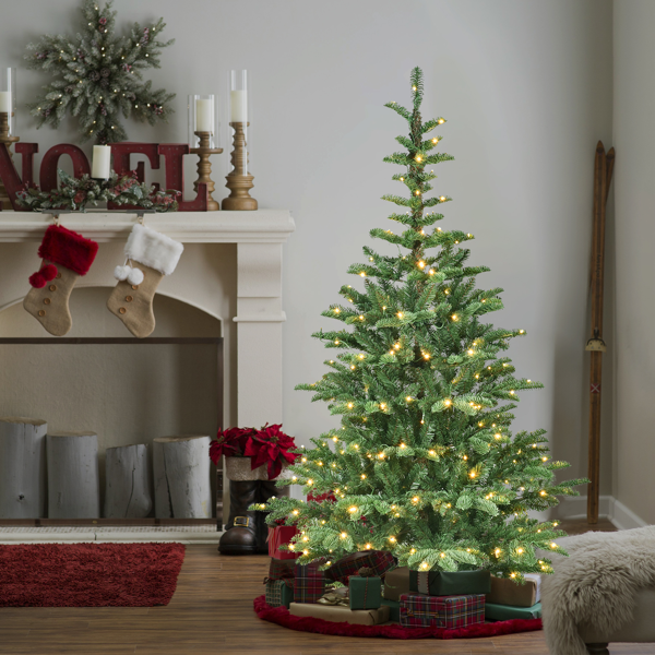 Artificial 8ft Green LED-lit Christmas Tree with 1307PE/PVC Mixed Branch Tips,Hinged Premium & Foldable Base for Indoor Holiday Decorating-9