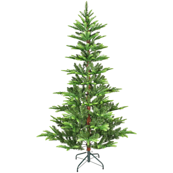 Artificial 7ft Green LED-lit Christmas Tree with 960PE/PVC Mixed Branch Tips,Hinged Premium & Foldable Base for Indoor Holiday Decorating
