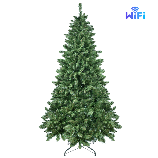 Artificial 6ft Green RGB-lit Christmas Tree with 751PVC Mixed Branch Tips,Hinged Premium & Foldable Base for Indoor Holiday Decorating-2