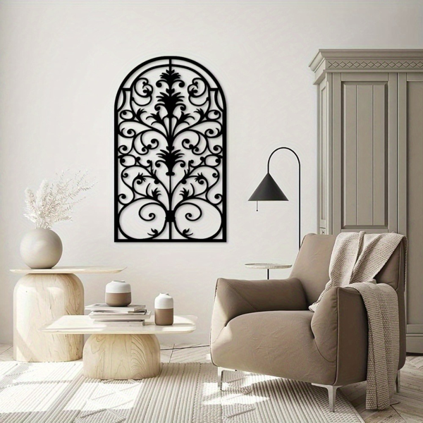 Exquisite Metal Window Frame and Arch Wall Decor - Rustic Baroque Style with Gothic Cathedral Aesthetics for Living Room,Transformative Wall Sculptures and Decorative Art.Wall Sculptures-12
