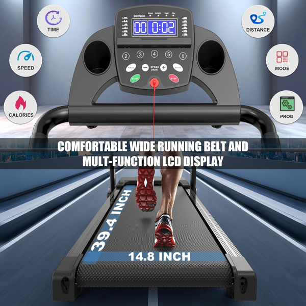 Foldable Treadmills for Home, Portable Treadmill with Handles, 2.5HP Treadmills 300 lb Capacity, APP Control, Fitness Folding Walking Pad with LED Display-7