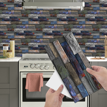 48 Pcs Peel And Stick Wallpaper Retro Stone Brick Self-Adhesive Wall Sticker Backspalsh For Bathroom Kitchen，Detachable Without Leaving Glue Hanging Decorative Tiles Wa ll Renovation Of Rental Housing