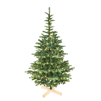 Artificial 8ft Green LED-lit Christmas Tree with 1307PE/PVC Mixed Branch Tips,Hinged Premium & Foldable Base for Indoor Holiday Decorating