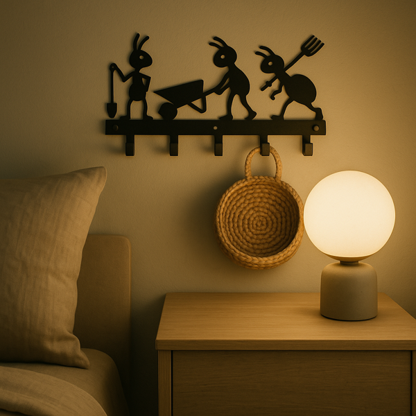 Modern Ant-Themed Wall Hook Organizer: Stylish Personality - Driven Key & Coat Rack with Utility Hooks-7