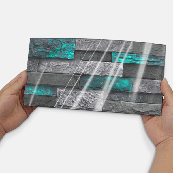 12 Pcs Modern Green Peel And Stick Wallpaper Removable Self-Adhesive PVC For Home Decoration (5.91x11.81 Inch) Easy Installation No Tools Needed, Bathroom Decor, Kitchen Backsplash,Contemporary Design-8