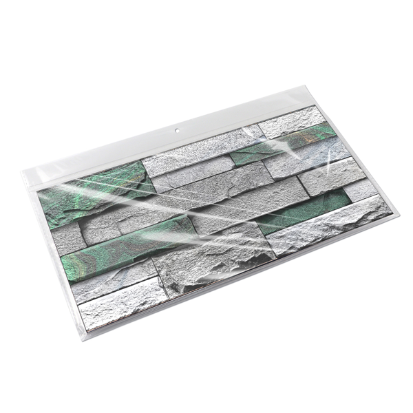 12 Pcs Realistic Green Stone Brick Peel And Stick Wallpaper Removable Self-Adhesive PVC Waterproof And Moisture-Proof Easy Diy Installation For Kitchen Backsplash, Walls, Bathroom Wall Decoration-16