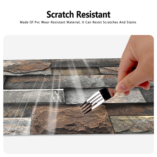 12 Pcs Dark Brown Marble Stone Backsplash Wallpaper Peel And Stick PVC Water Resistant Easy Installtion Self Adhesive Kitchen Bathroom Wall Decoration (5.91*11.81inch)  Easy Diy Home Renovation-5