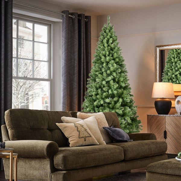 Artificial 9ft Green LED-lit Christmas Tree with 1930PVC Mixed Branch Tips,Hinged Premium & Foldable Base for Indoor Holiday Decorating-5