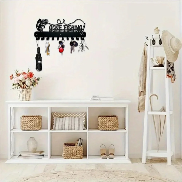 1pc，Adorable Fish-Shaped Key Rack with Hooks for Storage - Solid Metal Holder, Perfect for Space-Efficient Organization, Utility Hooks.-10