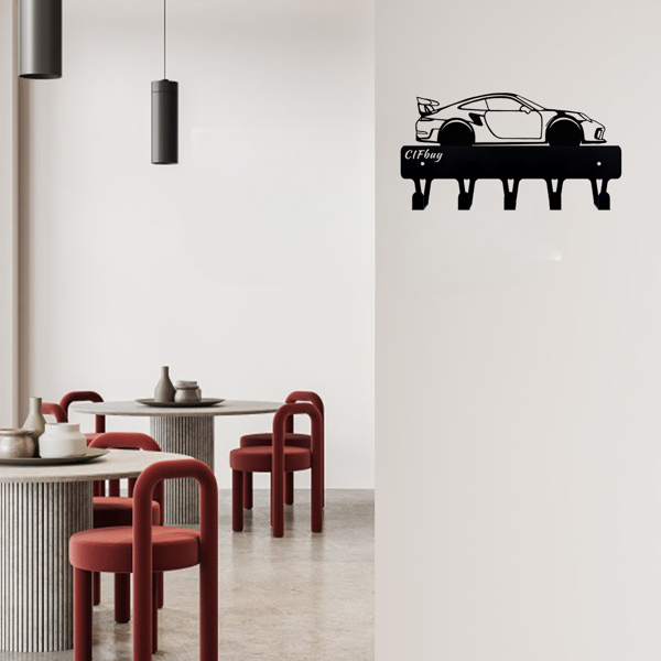 1-Piece Dazzling Racing Car Metal Key Holder: Artistic Wall-Mounted Hook with Ornamental Design | Key Chain Accessory & Decorative Sculpture.Key Hooks-8
