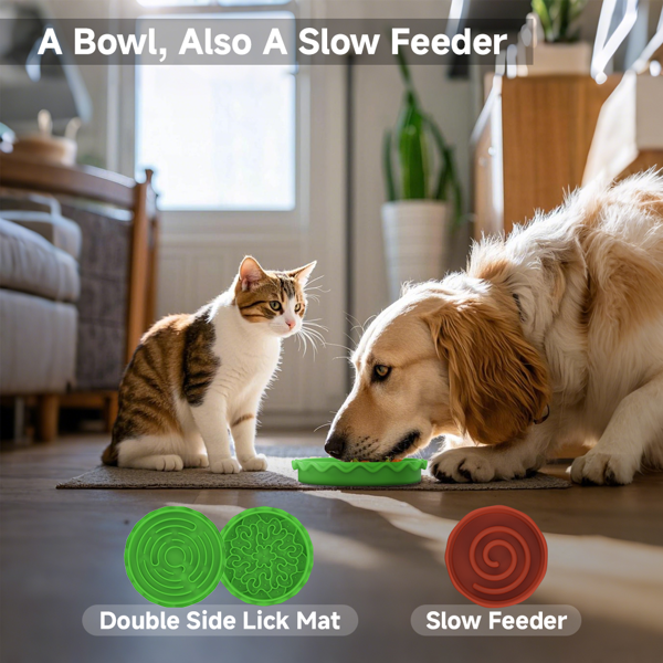 5-in-1 Burger Pet Bowls Set - Tilted Bowl, Elevated Bowl, Slow Feeder, Lick Mat, Non-slip Bowl for Dog & Cat-5