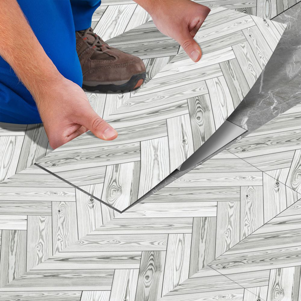 10 Pcs Grey Wood Grain Flooring Tiles Self-Adhesive PVC Floor,Waterproof & Wear-Resistant,Easy DIY Peel & Stick Installation for Kitchen,Bathroom,Living Room,Bedroom, Floor Decor,Bathroom Floor Tiles-3