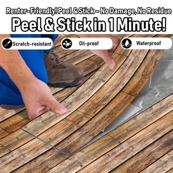 40 Pcs Wood Grain Self-Adhesive Peel And Stick Waterproof Wear Resistant Removable Floor Stickers For Living Room, Kitchen, Bedroom, Dormitory Makeover Floor Decoration, Floor Decoration Materials