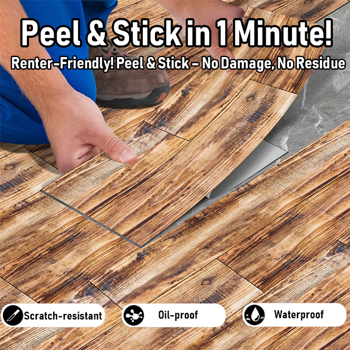 40 Pcs Wood Grain Flooring Peel & Paste Floor Tiles Flooring Detachable Self-Adhesive Wear Resistant Floor Tile Self-Adhesive Flooring Waterproof  Easy DIY Home Renovation For Bedroom,Kitchen,Bathroom