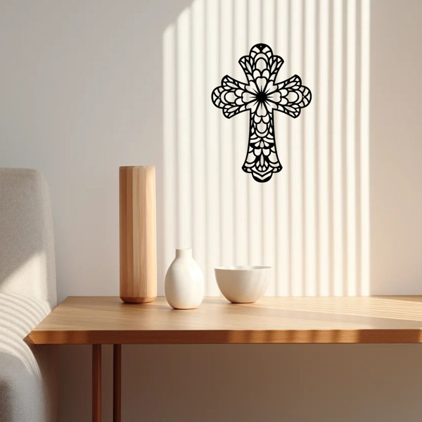 Modern and Fashionable Creative Decorative Metal Wall Arts Embellished with Beautiful Vintage - Style Crosses for Wall Decor - Premium - Grade Wall Sculptures.-4
