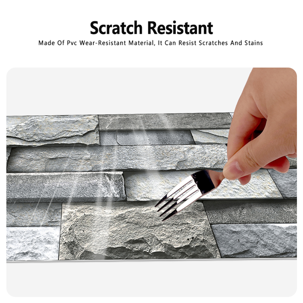 12 Pcs Marble Stone Wall Sticker Home Decor Self Adhesive Wall Paper,Back Splash For Kitchen Bathroom PVC Detachable Without Leaving Glue Easy To Maintain Renting House Wall Renovation Wall Decoration-6