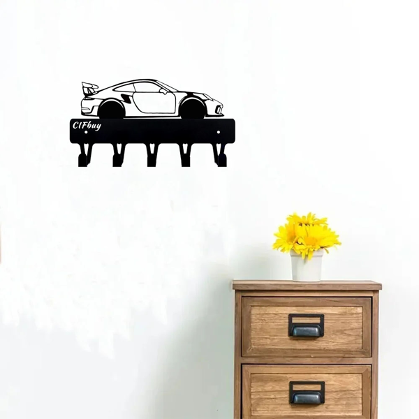 1-Piece Dazzling Racing Car Metal Key Holder: Artistic Wall-Mounted Hook with Ornamental Design | Key Chain Accessory & Decorative Sculpture.Key Hooks-4