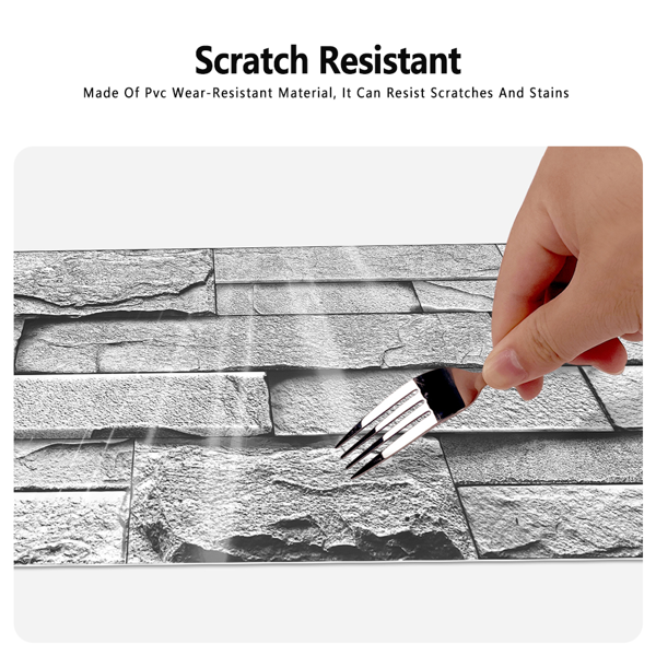 12 Pcs Grey Stone Brick Marble Peel And Stick Wallpaper Splash Proof And Moisture Proof Hanging Decorative Tiles Easy To Clean & Cut, Water Resistant  Oil-Proof Ideal For Bathroom & Kitchen Renovation-8