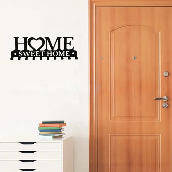 Retro metal key rack wall mounted rural entrance storage handmade iron hooks nostalgic home decoration sturdy key storage corridor wall decoration is very suitable for your entrance or hall.Key hooks.-92