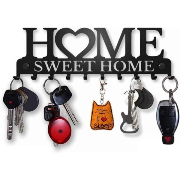 Retro metal key rack wall mounted rural entrance storage handmade iron hooks nostalgic home decoration sturdy key storage corridor wall decoration is very suitable for your entrance or hall.Key hooks.-25