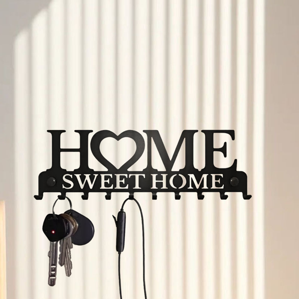 Retro metal key rack wall mounted rural entrance storage handmade iron hooks nostalgic home decoration sturdy key storage corridor wall decoration is very suitable for your entrance or hall.Key hooks.-60