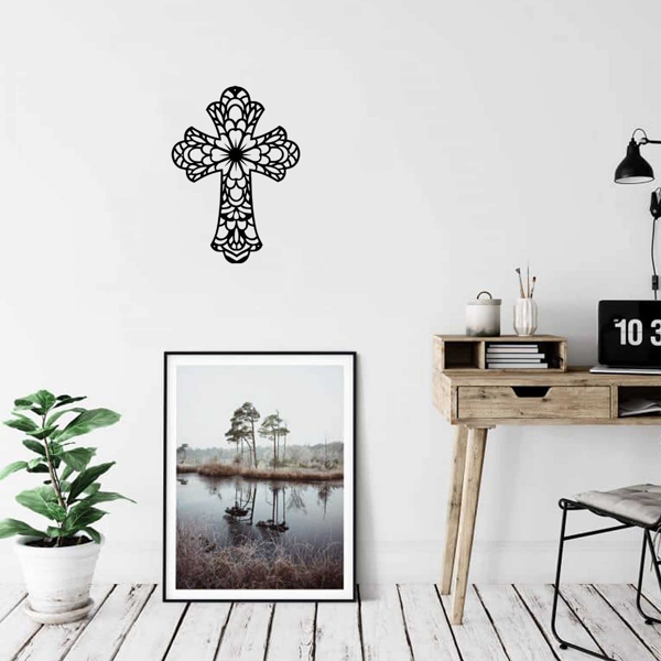 Modern and Fashionable Creative Decorative Metal Wall Arts Embellished with Beautiful Vintage - Style Crosses for Wall Decor - Premium - Grade Wall Sculptures.-14