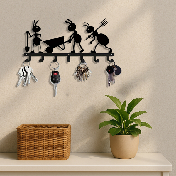 Modern Ant-Themed Wall Hook Organizer: Stylish Personality - Driven Key & Coat Rack with Utility Hooks-5