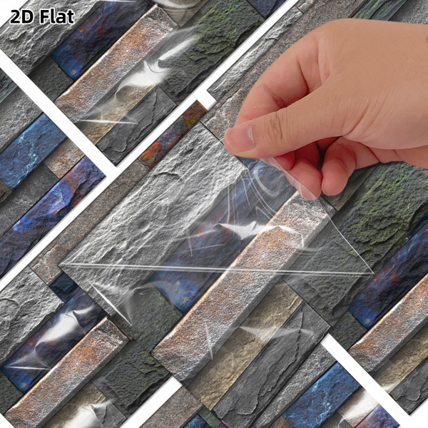 12 Pcs Peel And Stick Wallpaper Retro Stone Brick Self-Adhesive Wall Sticker Backspalsh For Bathroom Kitchen，Detachable Without Leaving Glue Hanging Decorative Tiles Wa ll Renovation Of Rental Housing-7