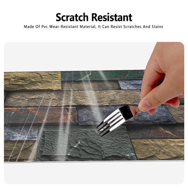 12 Pcs Peel And Stick Backsplash Tiles Retro Stone Brick Self-Adhesive Wall Sticker Backspalsh For Bathroom Kitchen Detachable Without Leaving Glue Water Resistant Oil-Proof PVC Wall Decoration-5