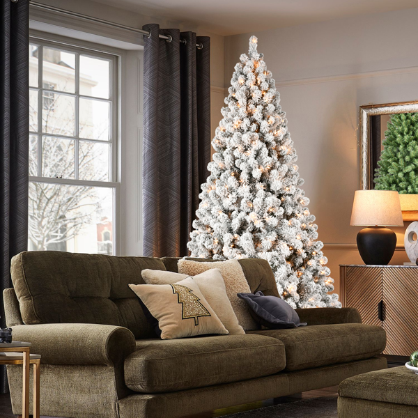 Artificial 5ft Flock LED-lit Christmas Tree with 551PVC Mixed Branch Tips,Hinged Premium & Foldable Base for Indoor Holiday Decorating-6
