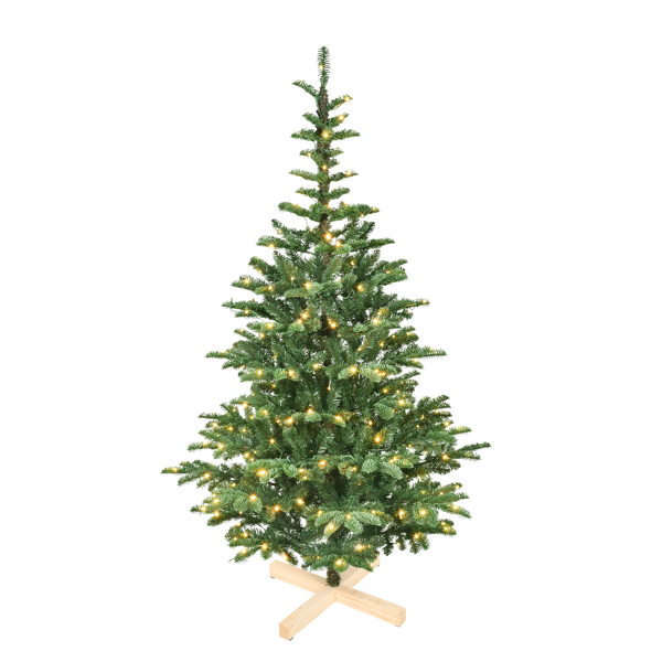 Artificial 8ft Green LED-lit Christmas Tree with 1307PE/PVC Mixed Branch Tips,Hinged Premium & Foldable Base for Indoor Holiday Decorating-1