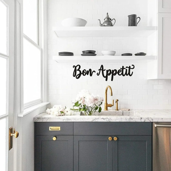 2pc Bon Appetit Wall Décor Bon Appetit Metal Wall Sign Farmhouse Kitchen Wall Art Living Room Bedroom Study Porch Decor-6