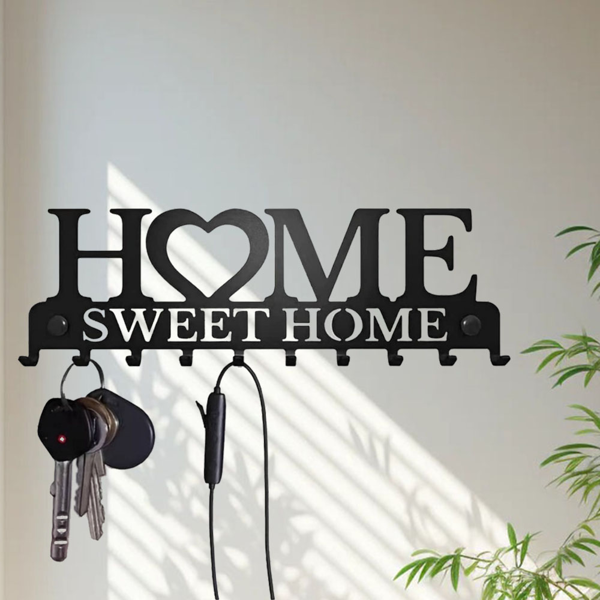 Retro metal key rack wall mounted rural entrance storage handmade iron hooks nostalgic home decoration sturdy key storage corridor wall decoration is very suitable for your entrance or hall.Key hooks.-59