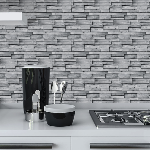 12Pcs Peel And Stick Grain Wallpaper Water resistant Oil-Proof Wall Tiles Stick On Kitchen Backsplash  Light Gray Bathroom Decor And Accessories Low Cost Wall Renovation,Rental Housing Wall Decoration-7