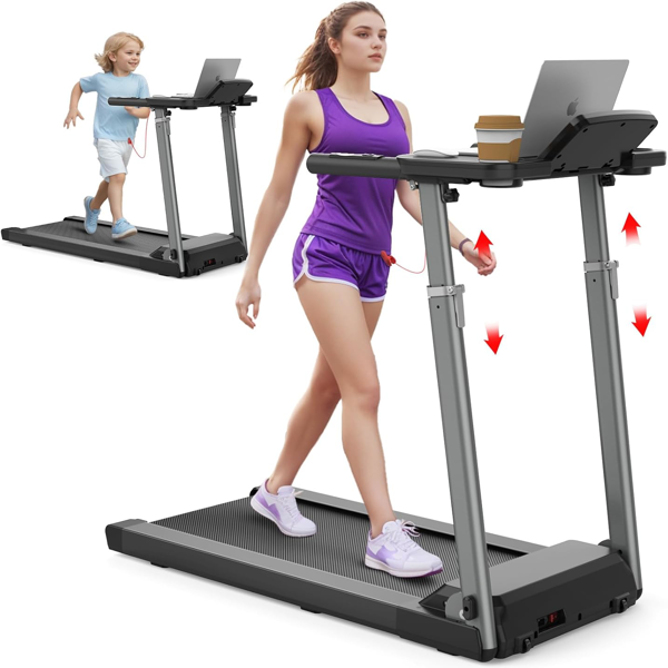 Treadmills for Home, Treadmill with Adjustable Height, 300LBS Capacity, Foldable Walking Pad with Bluetooth, Portable 2.5HP for Work-from-Home Fitness-1