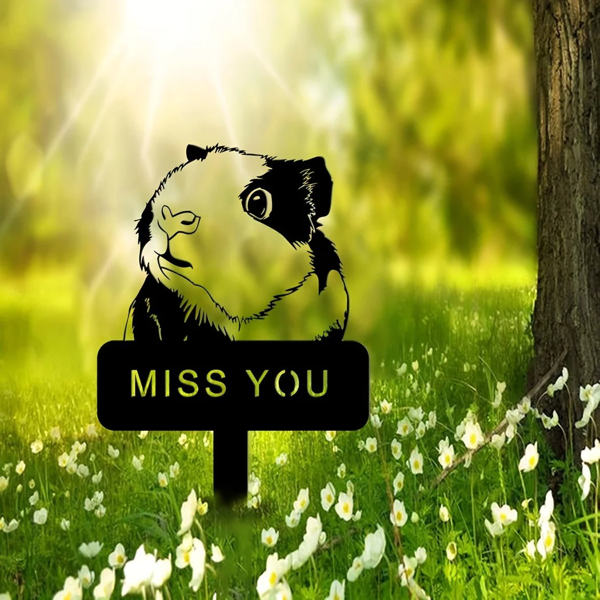 Exquisite Guinea Pig and Hamster Memorial Metal Yard Stake - A Graceful Decor Piece, Perfect for Commemorating Your Beloved Pets, Outdoor Statue Alternative.Garden Stakes-11