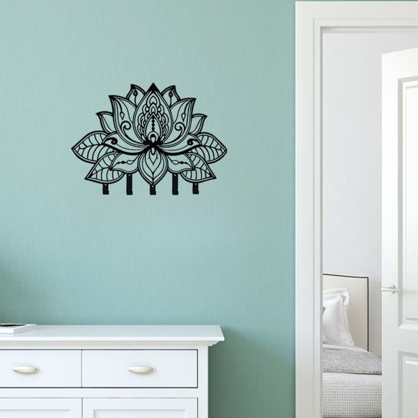 Metal Flower Art Key Rack: Wall-Mounted Hooks for Entryway, Kitchen, Hallway, Garage, Mudroom & Office.Key hooks.-4