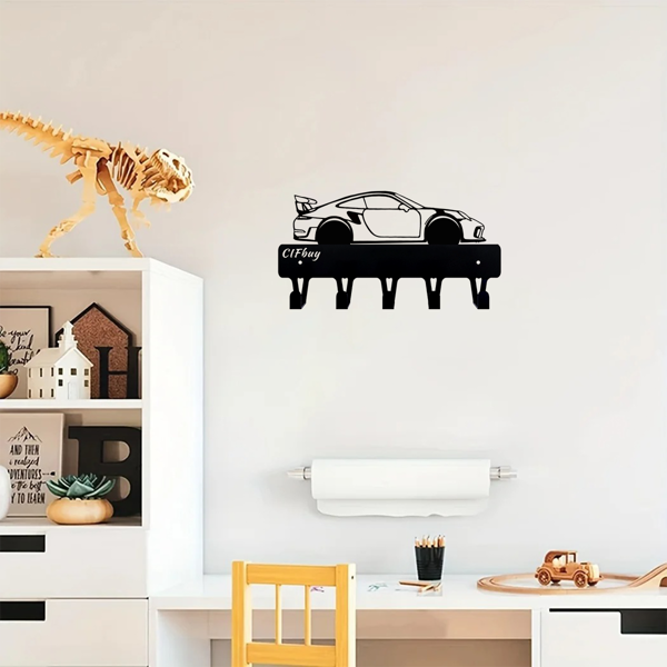 1-Piece Dazzling Racing Car Metal Key Holder: Artistic Wall-Mounted Hook with Ornamental Design | Key Chain Accessory & Decorative Sculpture.Key Hooks-13