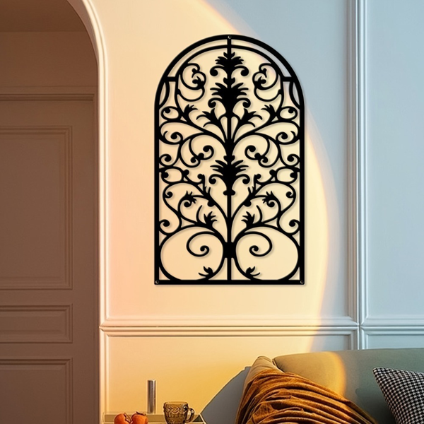 Exquisite Metal Window Frame and Arch Wall Decor - Rustic Baroque Style with Gothic Cathedral Aesthetics for Living Room,Transformative Wall Sculptures and Decorative Art.Wall Sculptures-9