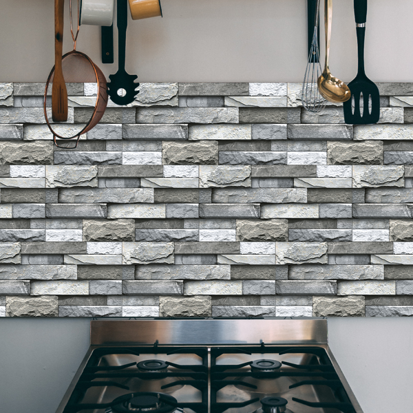 12 Pcs Marble Stone Wall Sticker Home Decor Self Adhesive Wall Paper,Back Splash For Kitchen Bathroom PVC Detachable Without Leaving Glue Easy To Maintain Renting House Wall Renovation Wall Decoration-12