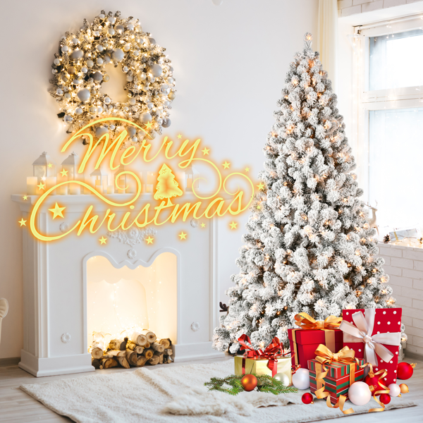 Artificial 5ft Flock LED-lit Christmas Tree with 551PVC Mixed Branch Tips,Hinged Premium & Foldable Base for Indoor Holiday Decorating-10