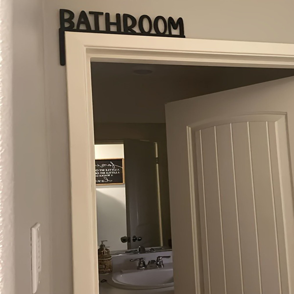 Chic Metal Wall-Mounted Bathroom Sign - Exquisite Decorative Graphic Letter and Number Wall Sculpture for Home Decoration. Farmhouse-Themed Over-The-Door Bathroom Topper, A Captivating Wall Hanging fo-2
