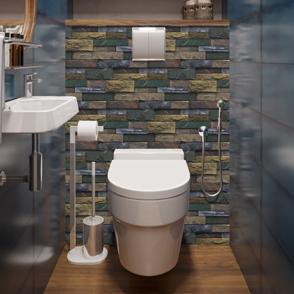12 Pcs Peel And Stick Backsplash Tiles Retro Stone Brick Self-Adhesive Wall Sticker Backspalsh For Bathroom Kitchen Detachable Without Leaving Glue Water Resistant Oil-Proof PVC Wall Decoration-11