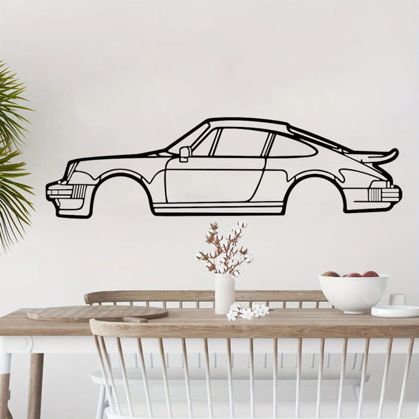 Striking Wall Decoration Art: Creative Metal Iron Art Line 911 Turbo Sports Car Wall Hanging. This Home Art Wall Decoration Pendant Ornament, in the Form of a Wall Sculpture, Adds a Touch of Automotiv-16